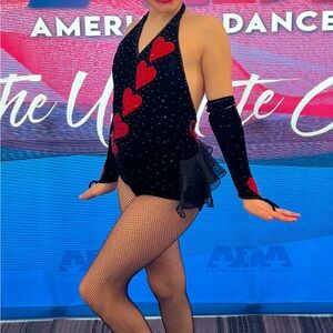 Black and Red Heart Kids One Piece